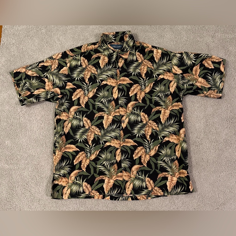 Mens L Traditional Hawaiian Print Collard Shirt By Cooke Street Honolulu Vintage